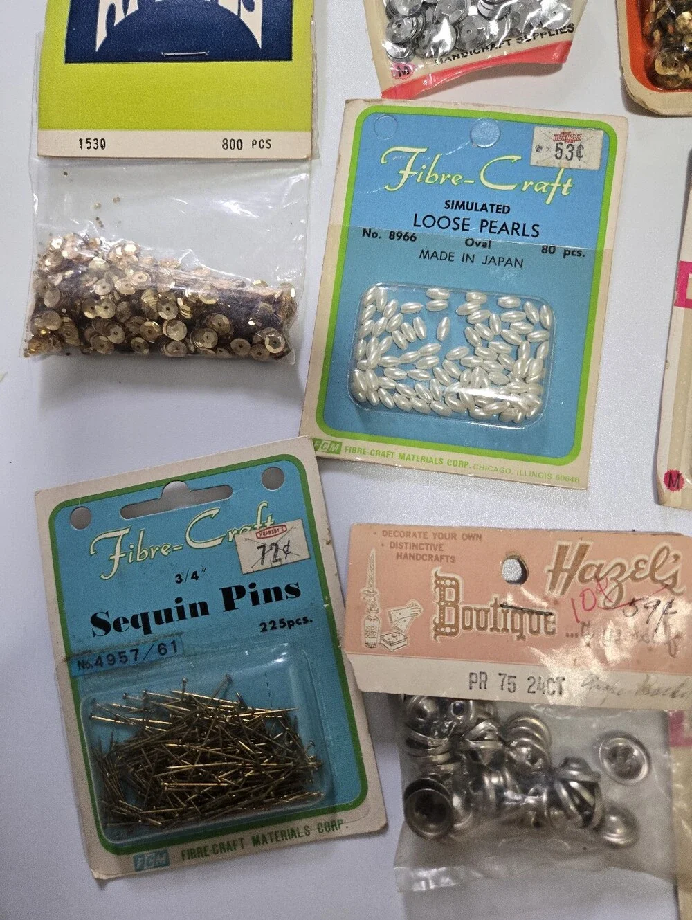 Lot Of Vintage Sewing Notions Sequins Pins Moving Eyes 50s 60s Retro Deadstock